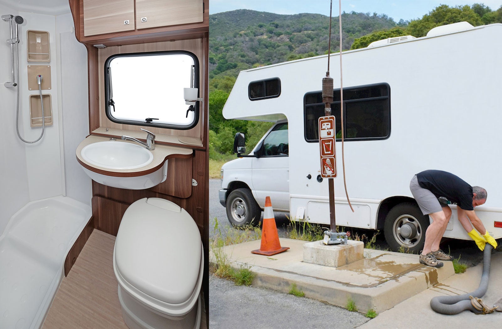 Portable RV/camper toilet and holding tank setup in Kingman, Arizona