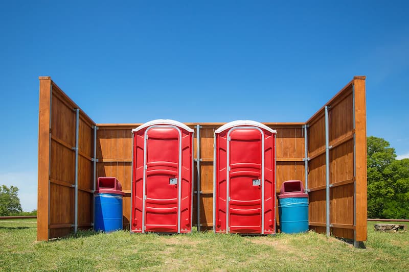 Short-term porta potty units staged for delivery in Kingman, Arizona